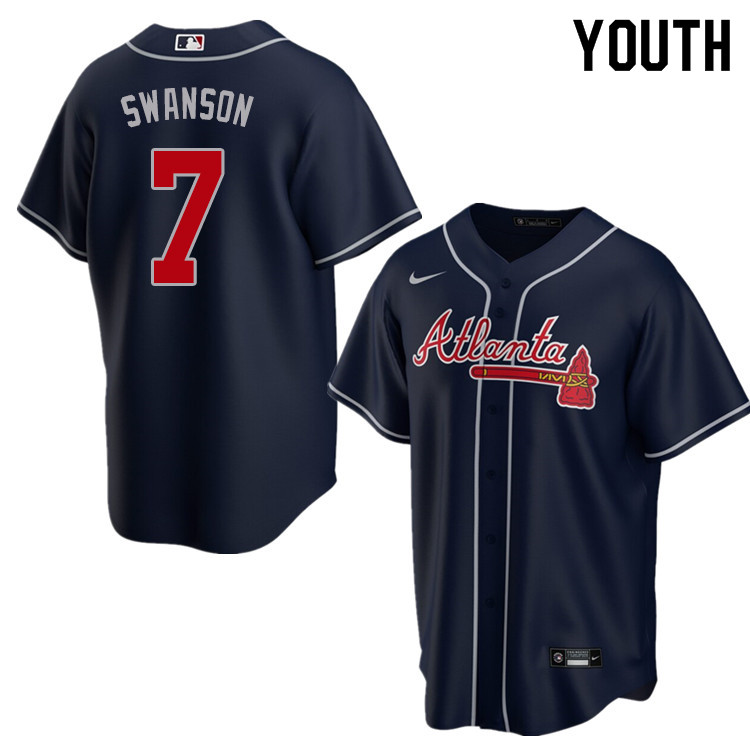 Nike Youth #7 Dansby Swanson Atlanta Braves Baseball Jerseys Sale-Navy